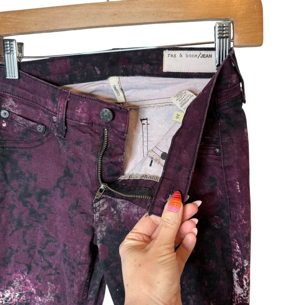 rag & bone The Jean Legging in Purple Galaxy Size 26 - Picture 4 of 6